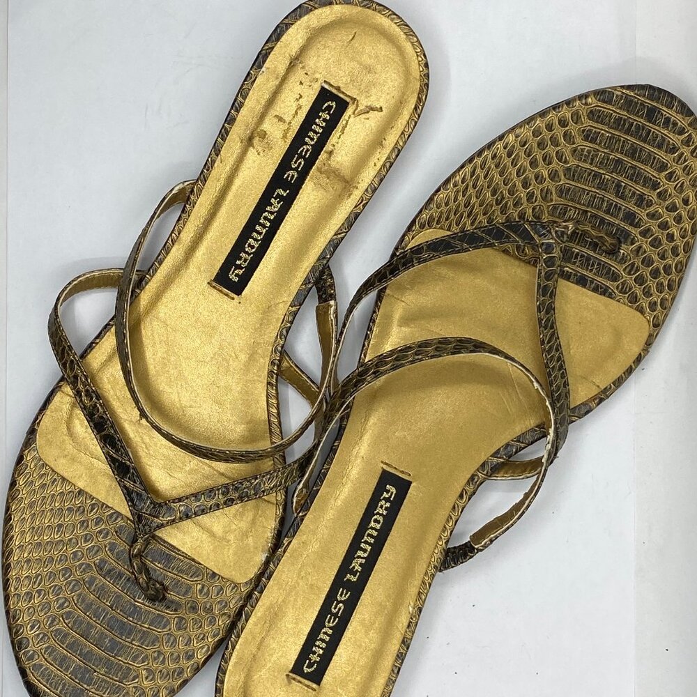 NEW Chinese Laundry Snake Print Flat Slip On Slide  Sandals size 8 1/2
